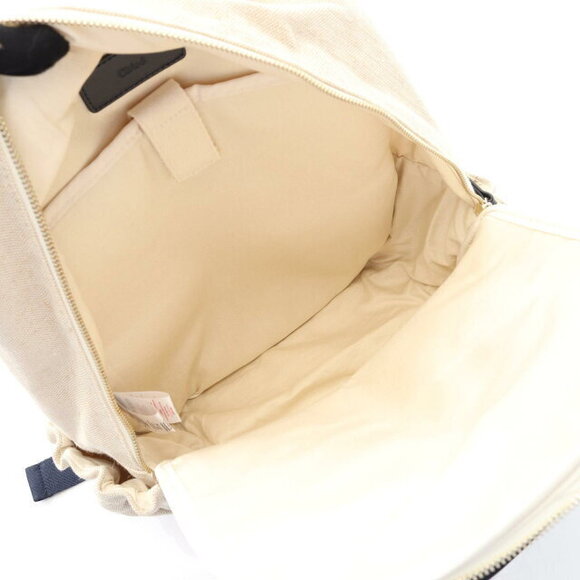 Chloe Canvas Backpack Beige Navy Blue - Picture 3 of 4